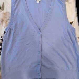 J. Crew Light Blue Sleeveless Button-Front Sweater Vest